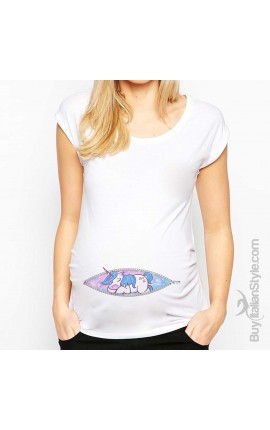 T-shirt premaman manica corta "Zip Unicorno"