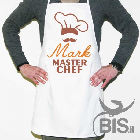 grembiule da cucina unisex personalizzabile con nome "masterchef"