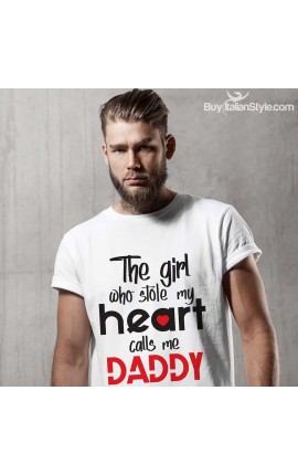 T-shirt uomo mezza manica "La ragazza che mi ha rubato il cuore mi chiama papà"