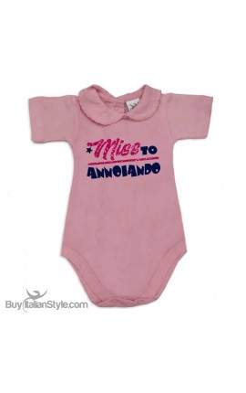 Personalized Baby Girl's Bodysuit with lace-bordered Collar "Unicorn & Name "