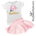 Maglia bimba compleanno a tema FENICOTTERI