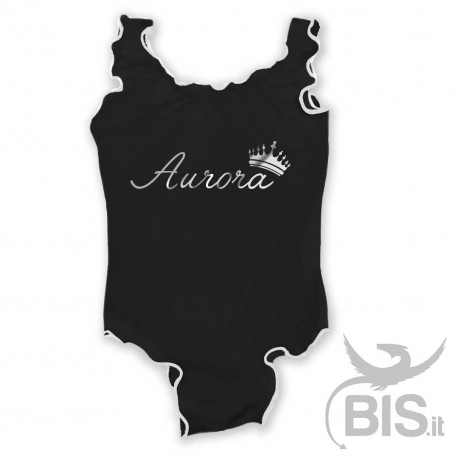 Costume un pezzo bimba nome e corona