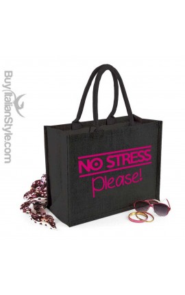 Borsa da Mare in juta colorata "no stress please!"