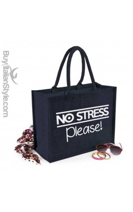 Borsa da Mare in juta colorata "no stress please!"