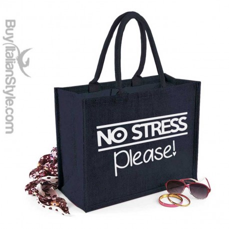 Borsa da Mare in juta colorata "no stress please!"