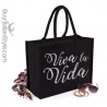 Borsa da Mare in juta colorata "viva la vida" glitter