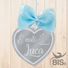 Coccarda nascita con cuore in Plexiglass specchiato