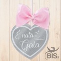 Coccarda nascita con cuore in Plexiglass specchiato