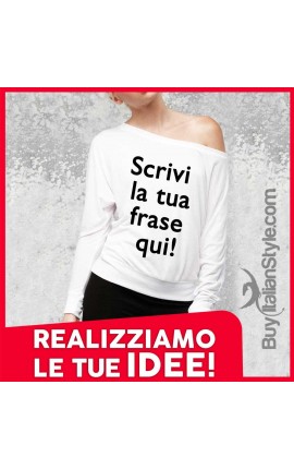 t-shirt donna manica lunga a spalla scoperta