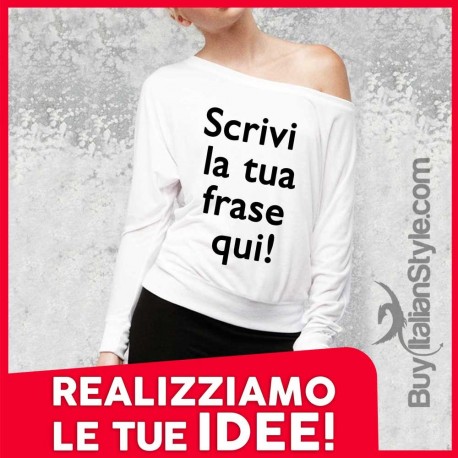 t-shirt donna manica lunga a spalla scoperta