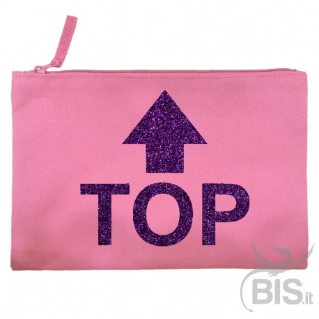 Pochette tela TOP grafica glitterata