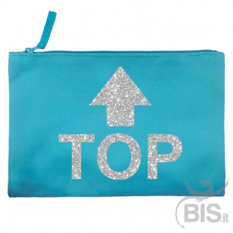 Pochette tela TOP grafica glitterata