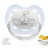 Soother with name and printed boat