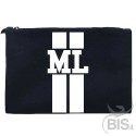 Pochette in tela con strisce verticali ed iniziali