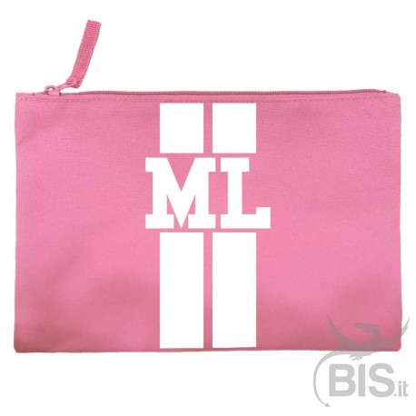 Pochette in tela con strisce verticali ed iniziali