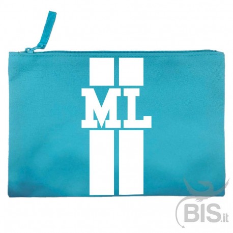 Pochette in tela con strisce verticali ed iniziali