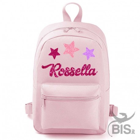 Zaino MINI "Simplex" STELLE GLITTER personalizzabile con nome