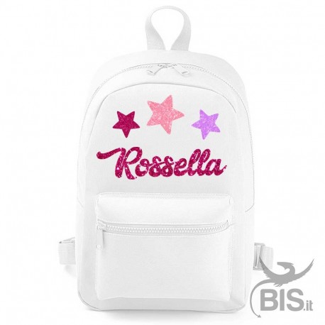 Zaino MINI "Simplex" STELLE GLITTER personalizzabile con nome