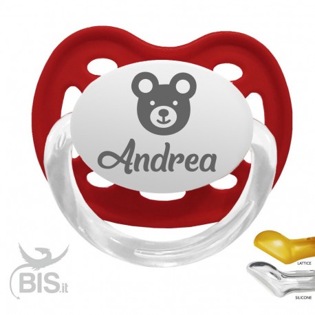 Ciucciotto con orsetto personalizzabile con nome