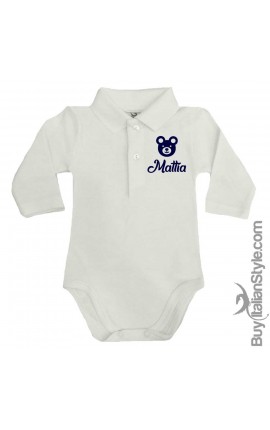 Body polo manica lunga orsetto personalizzabile con nome