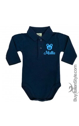 Body polo manica lunga orsetto personalizzabile con nome