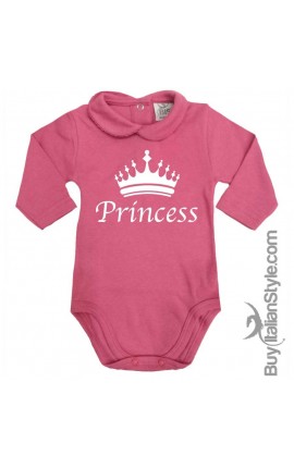 Body colletto neonata manica lunga "Princess"