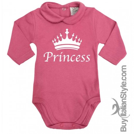 Body colletto neonata manica lunga "Princess"