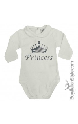 Body colletto neonata manica lunga "Princess"