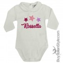 Body colletto neonata manica lunga Stelline e nome GLITTER