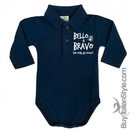 Body neonato polo manica lunga "BELLO & BRAVO"