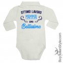 Body neonato polo manica lunga "Ottimo lavoro mamma! Sono BELLISSIMO"