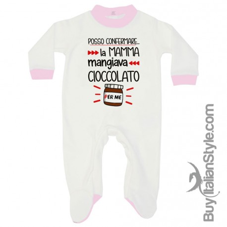 Tutina neonato estiva/invernale "Posso confermale la mamma mangiava cioccolato per me!"