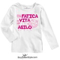 Maglietta manica lunga per bambini "che fatica la vita all'asilo"