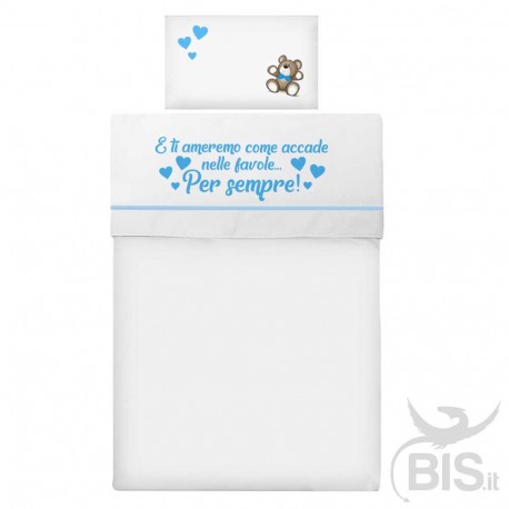 Composè culla/carrozzina bimbo/bimba "e ti ameremo come accade nelle favole...per sempre"