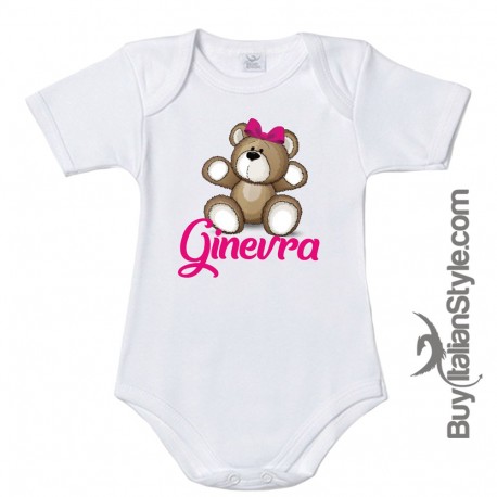 Body neonato personalizzabile con nome e dolce orsetto