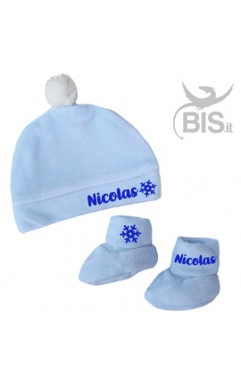 Coppia calzini cappellino in ciniglia personalizzabile con nome