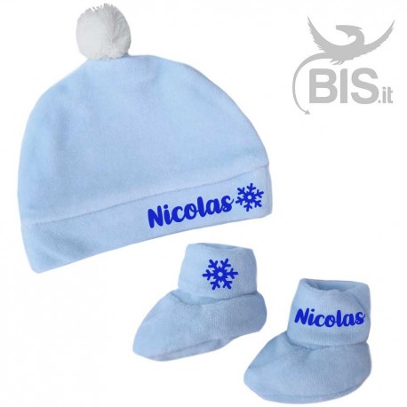Coppia calzini cappellino in ciniglia personalizzabile con nome