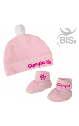 Coppia calzini cappellino in ciniglia personalizzabile con nome