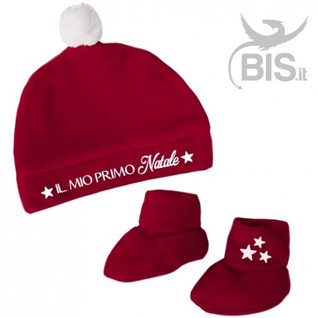 Kit ciniglia scarpine e cappellino "IL MIO PRIMO NATALE"