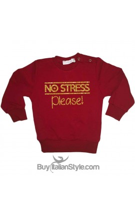 Felpa bimba/ragazza stampa GLITTER "NO STRESS PLEASE"