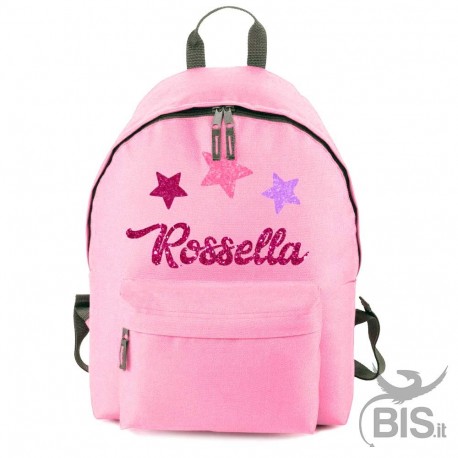 Zainetto misura piccola da personalizzare con nome e stelle glitter