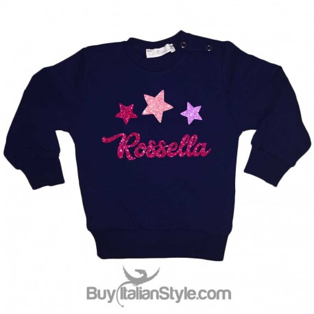 Felpa bimba/ragazza stampa GLITTER "NO STRESS PLEASE"