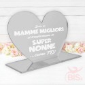 Targhetta a cuore in plexiglass "Solo le mamme migliori diventano SUPER NONNE come te!"