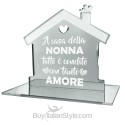 Casetta in plexiglass specchiato "A casa della NONNA tutto è condito con tanto AMORE!"