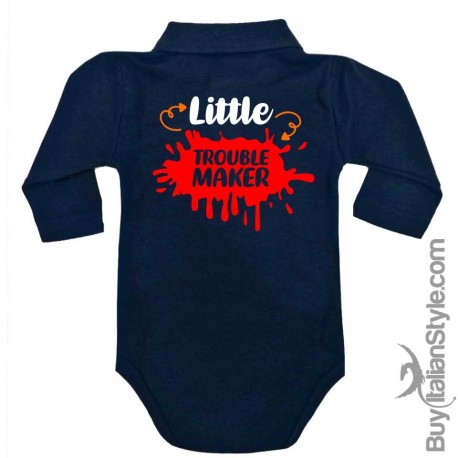 Body neonato polo manica lunga "Amo i GUAI e i guai AMANO ME!"