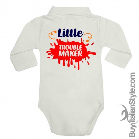 Body neonato polo manica lunga "Amo i GUAI e i guai AMANO ME!"