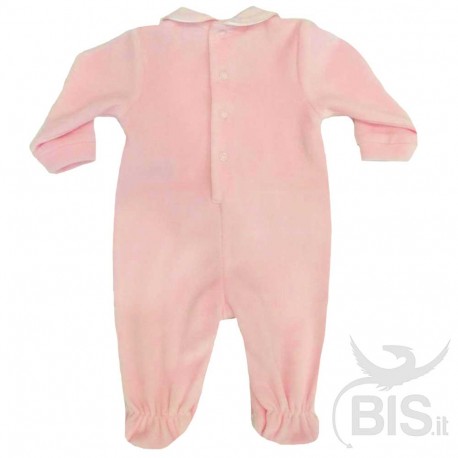 Tutina in ciniglia con applicazione in tulle "5 min di papà 9 mesi di mamma ed eccomi qua!"