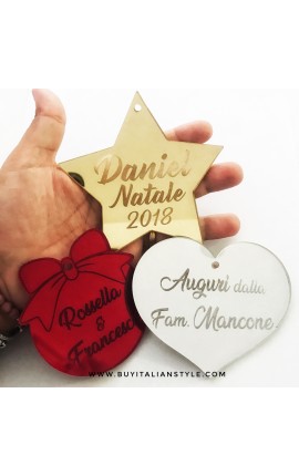 Customizable decorations with photos and text for the Christmas tree