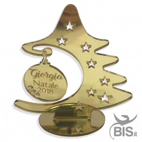 Mini Albero di Natale in plexy specchiato con palla personalizzabile