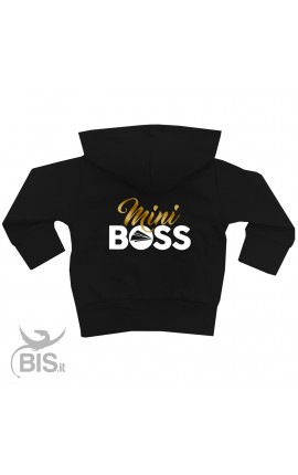 Felpa bimbo con zip e cappuccio "MINI BOSS"